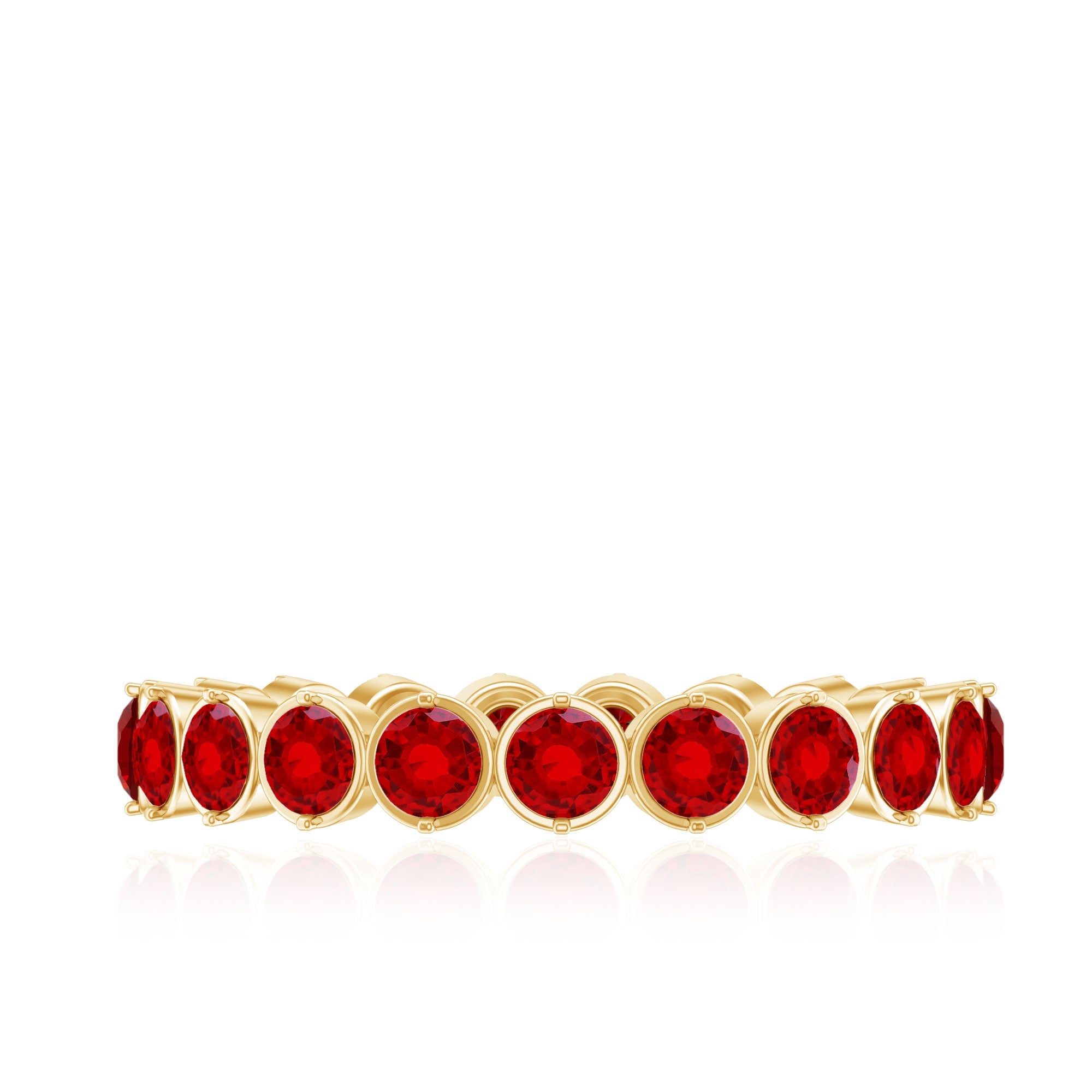 Round Lab Created Ruby Full Eternity Ring in Prong Setting
