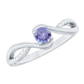 Real Tanzanite Diamond Promise Ring with Bypass Shank