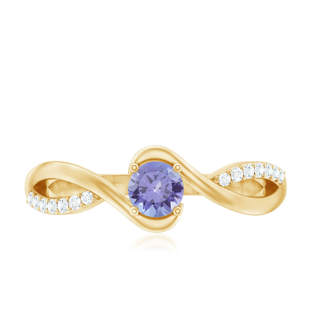 Real Tanzanite Diamond Promise Ring with Bypass Shank
