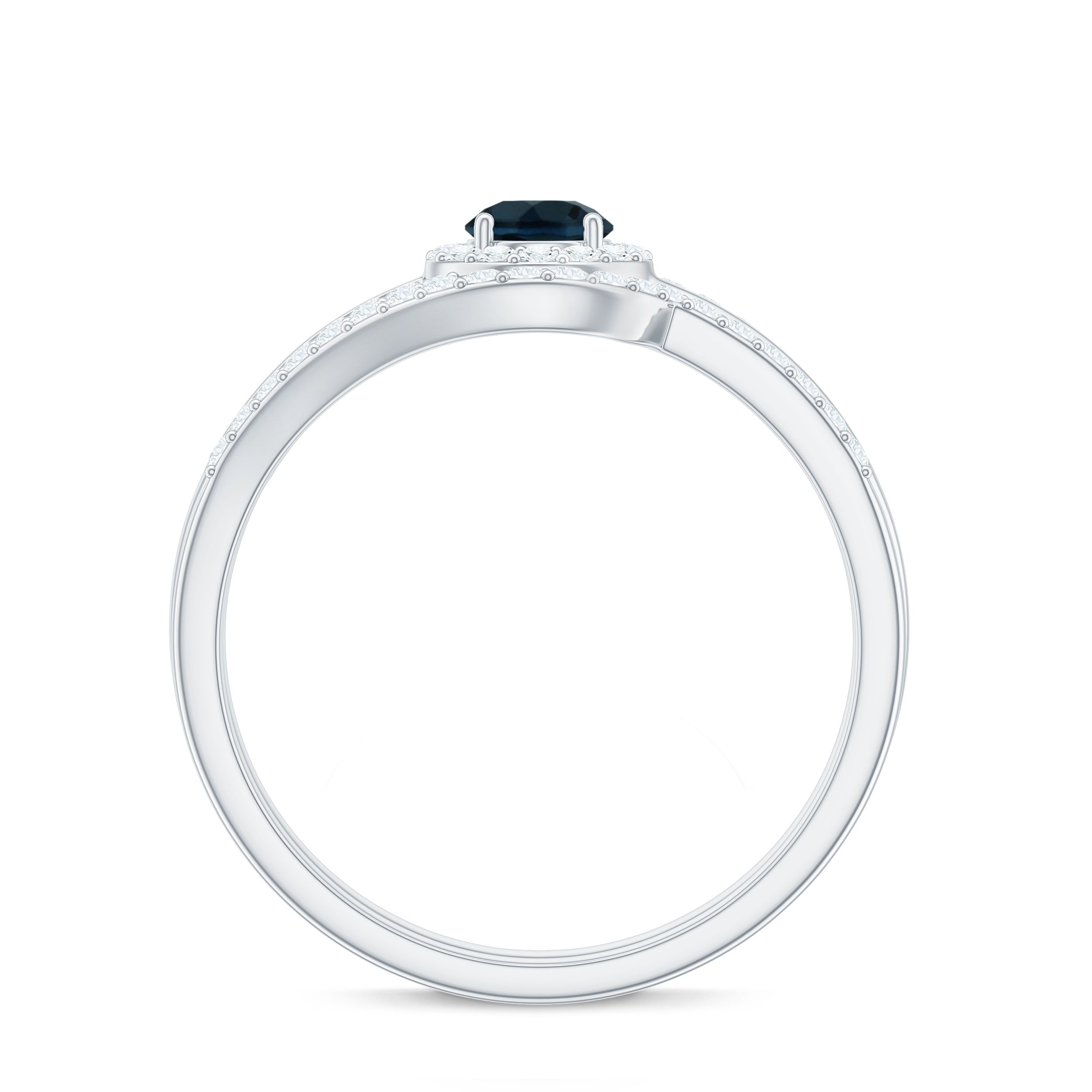 Certified London Blue Topaz and Diamond Halo Wedding Ring Set