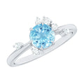 Genuine 0.8 Aquamarine Pre Engagement Ring with Scatter Diamonds
