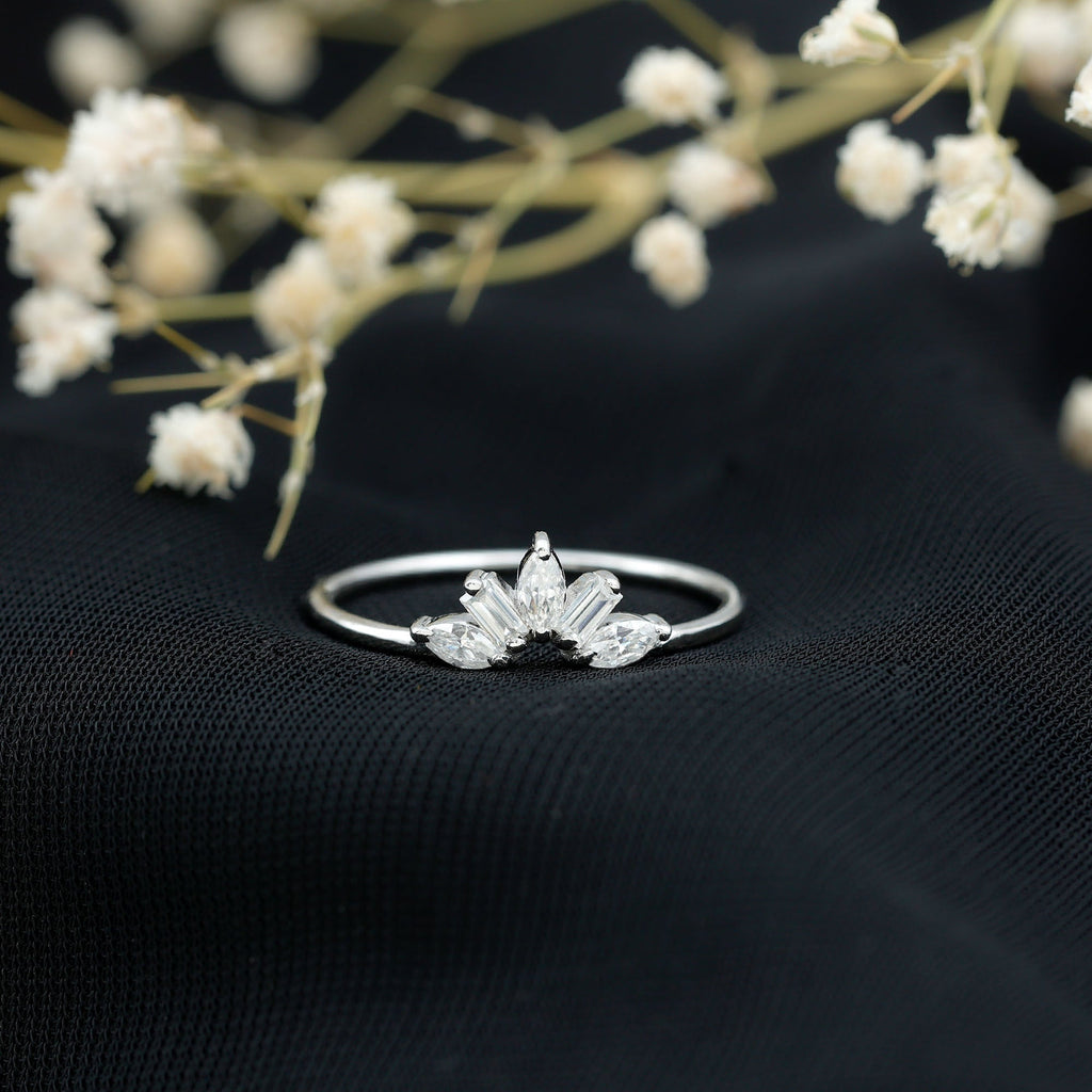 Marquise and Baguette Moissanite Enhancer Ring