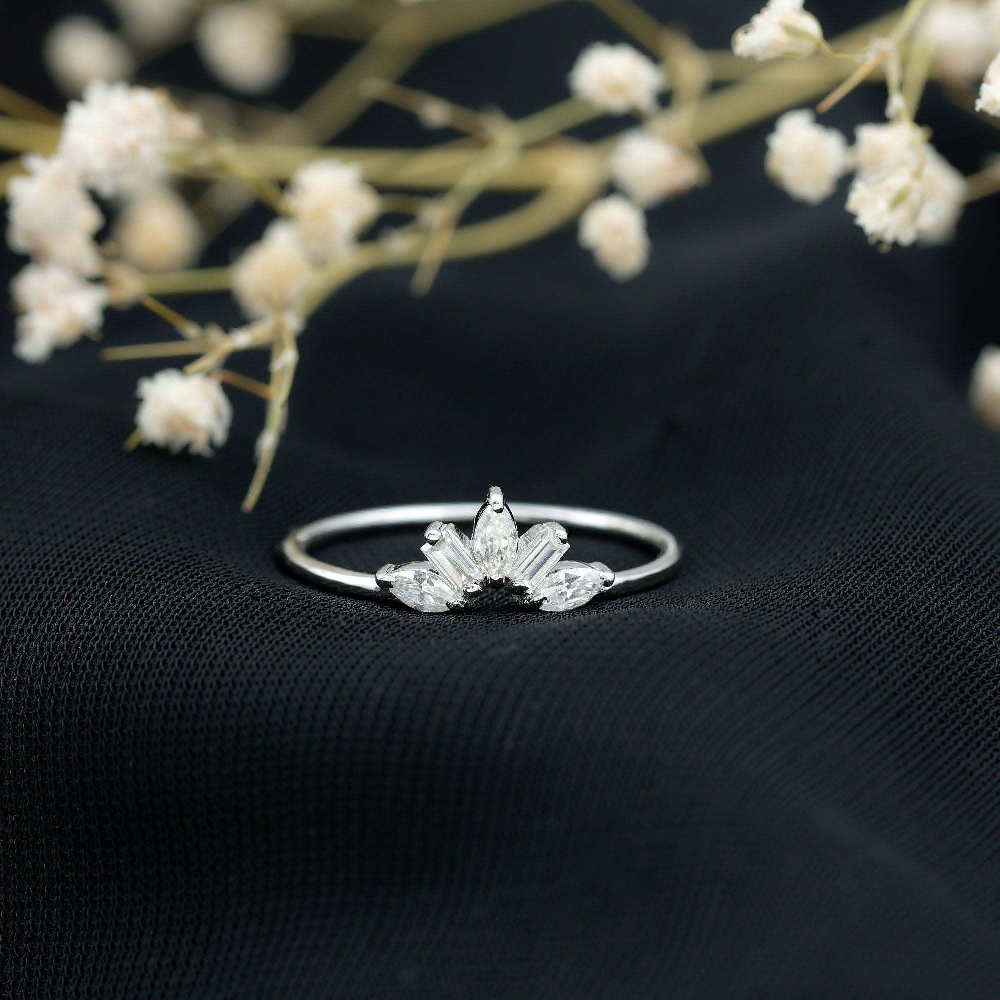 Marquise and Baguette Moissanite Enhancer Ring