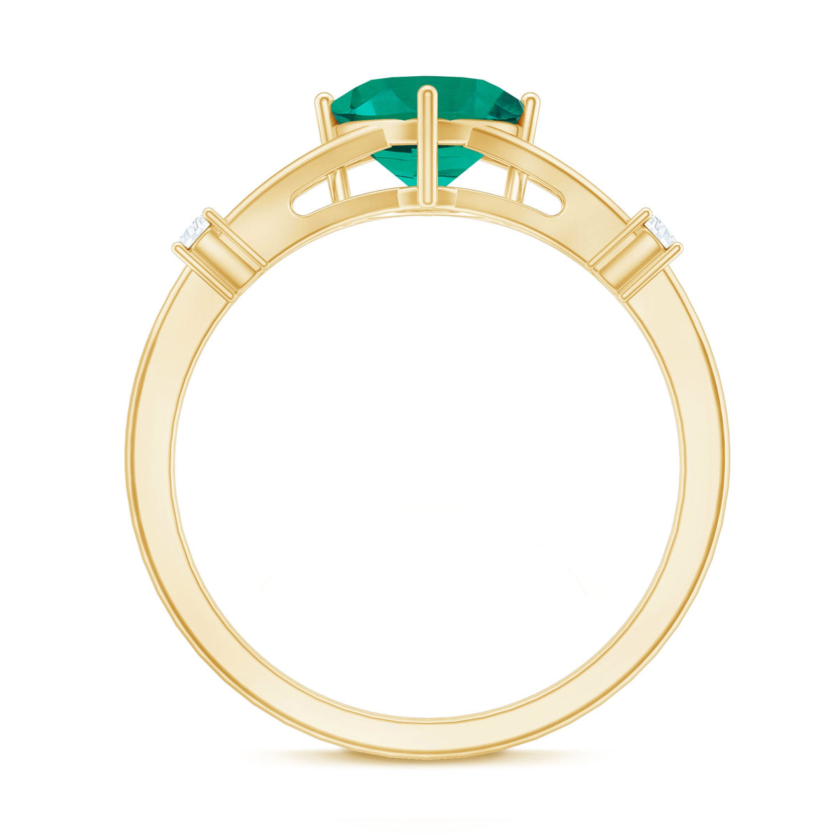 Certified 0.9 Carat Cushion Cut Lab Grown Emerald Diamond Engagement Ring with Split Shank
