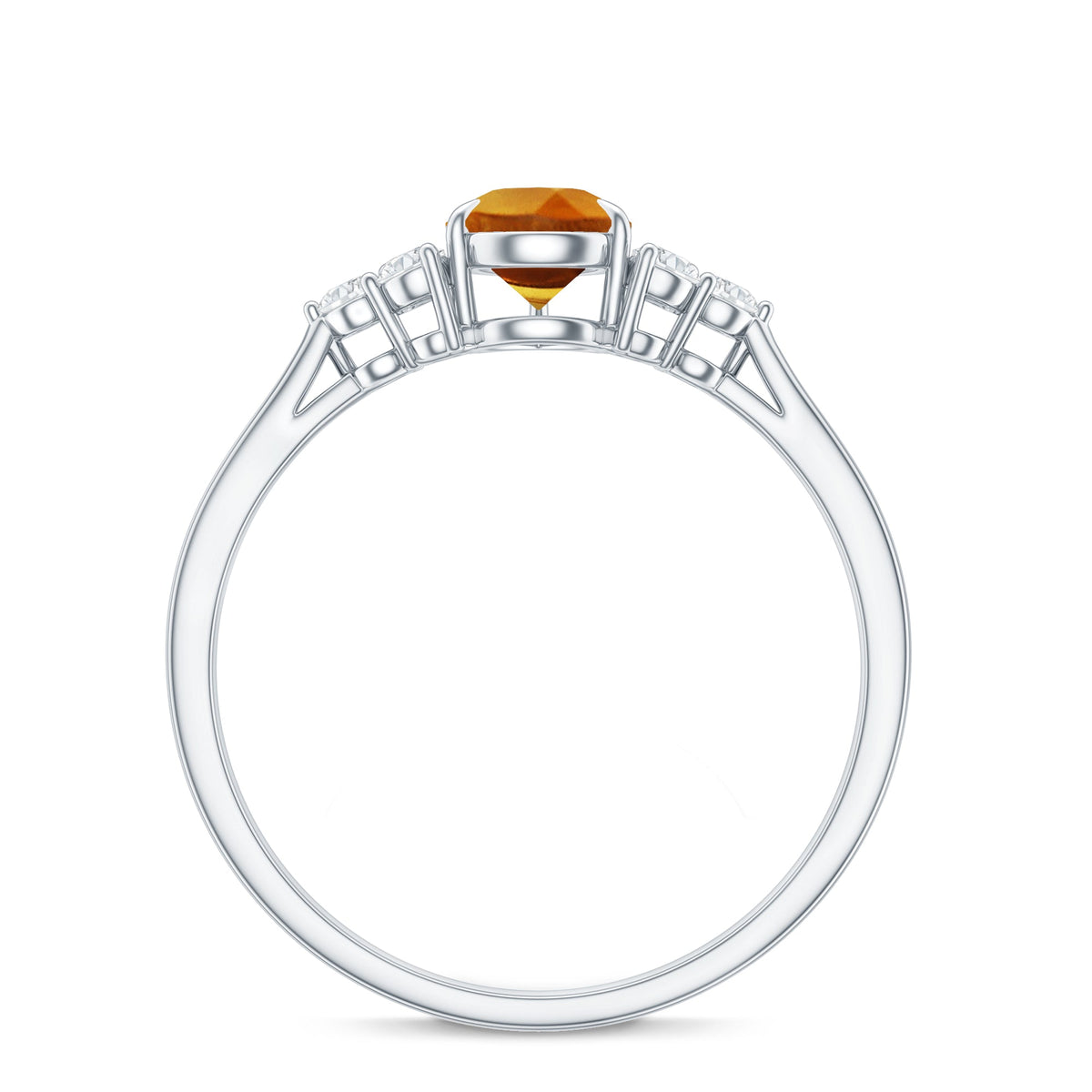 Classic Citrine Teardrop Engagement Ring with Diamond Trio