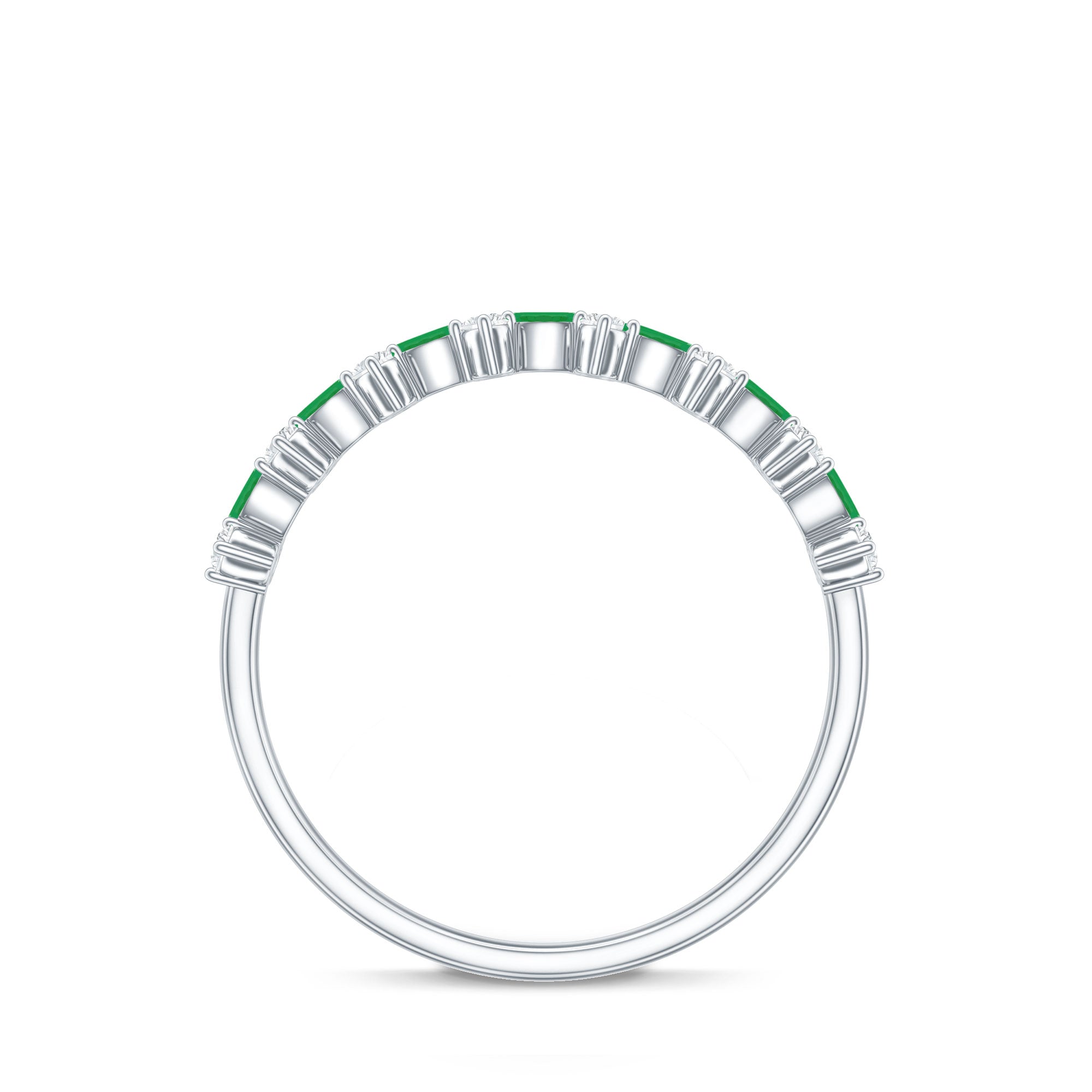 Genuine Emerald and Diamond Half Eternity Ring for Women