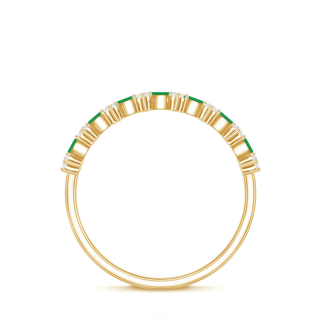 Genuine Emerald and Diamond Half Eternity Ring for Women
