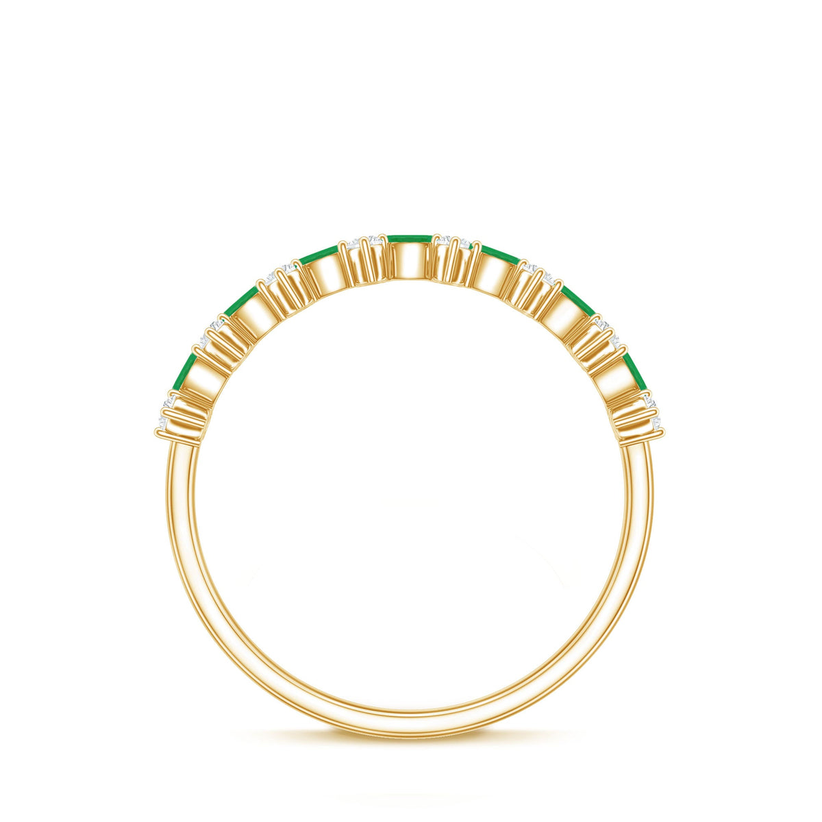 Genuine Emerald and Diamond Half Eternity Ring for Women