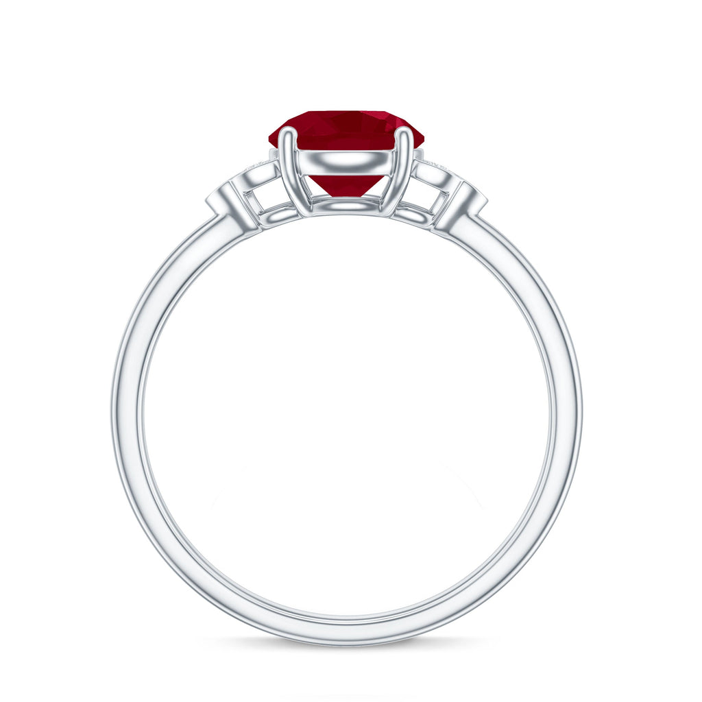 Real 0.6 Carat Ruby Promise Ring with Diamond Trio