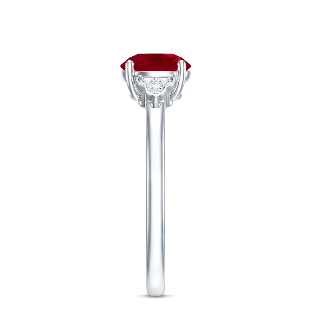 Real 0.6 Carat Ruby Promise Ring with Diamond Trio