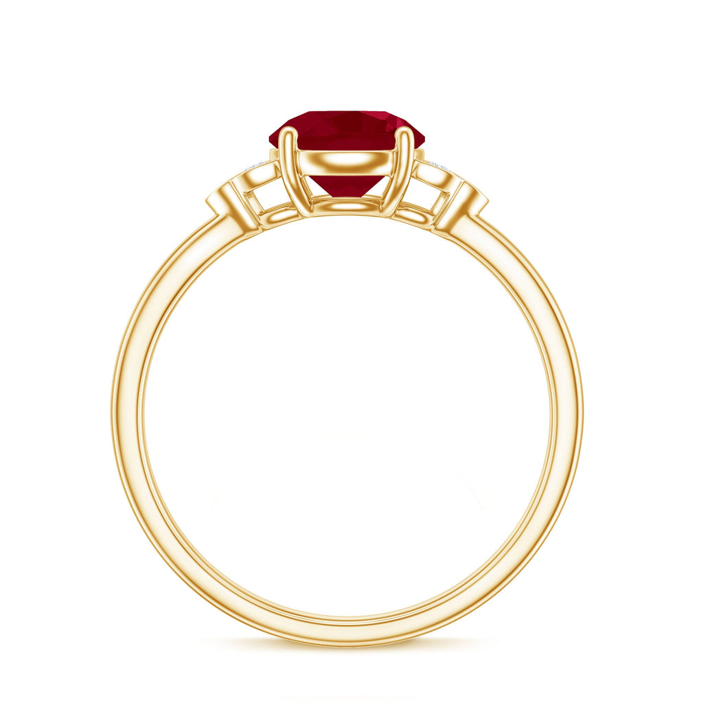 Real 0.6 Carat Ruby Promise Ring with Diamond Trio