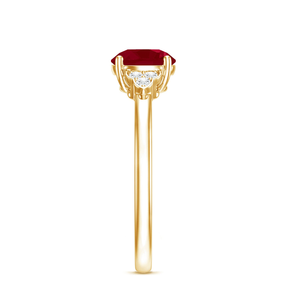 Real 0.6 Carat Ruby Promise Ring with Diamond Trio