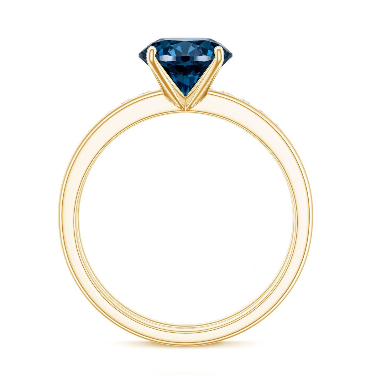 2 Carat Round London Blue Topaz Solitaire Engagement Ring with Diamond Band