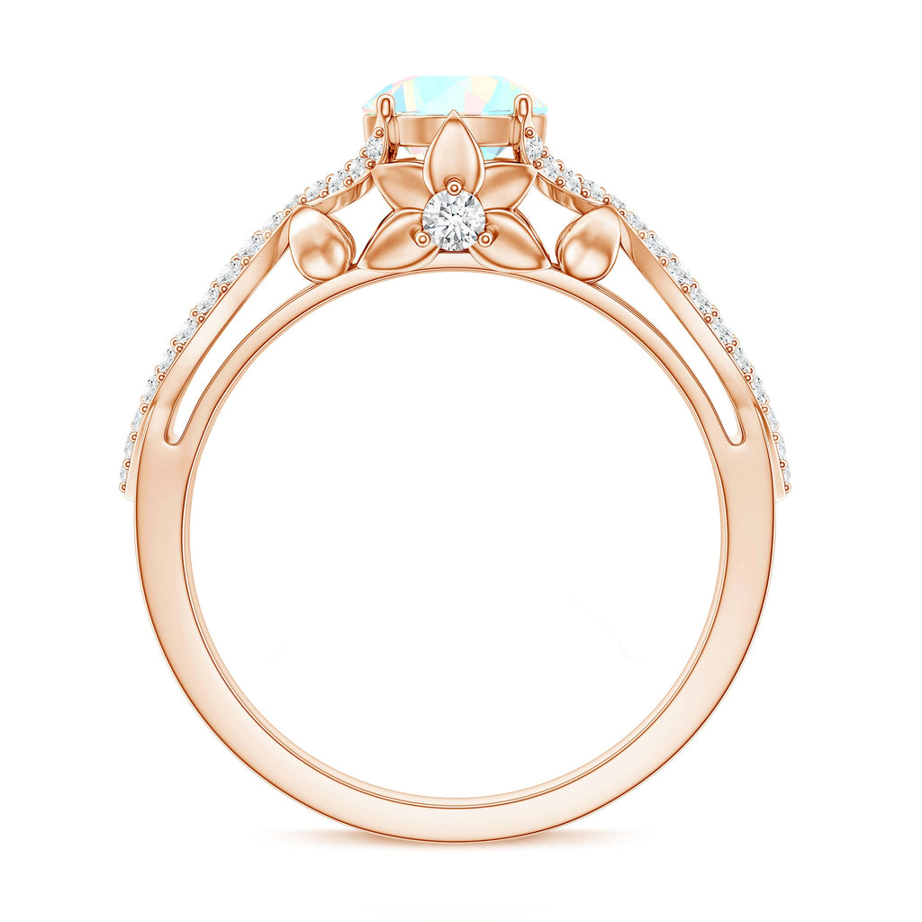 Ethiopian Opal and Diamond Engagement Ring with Crossover Shank