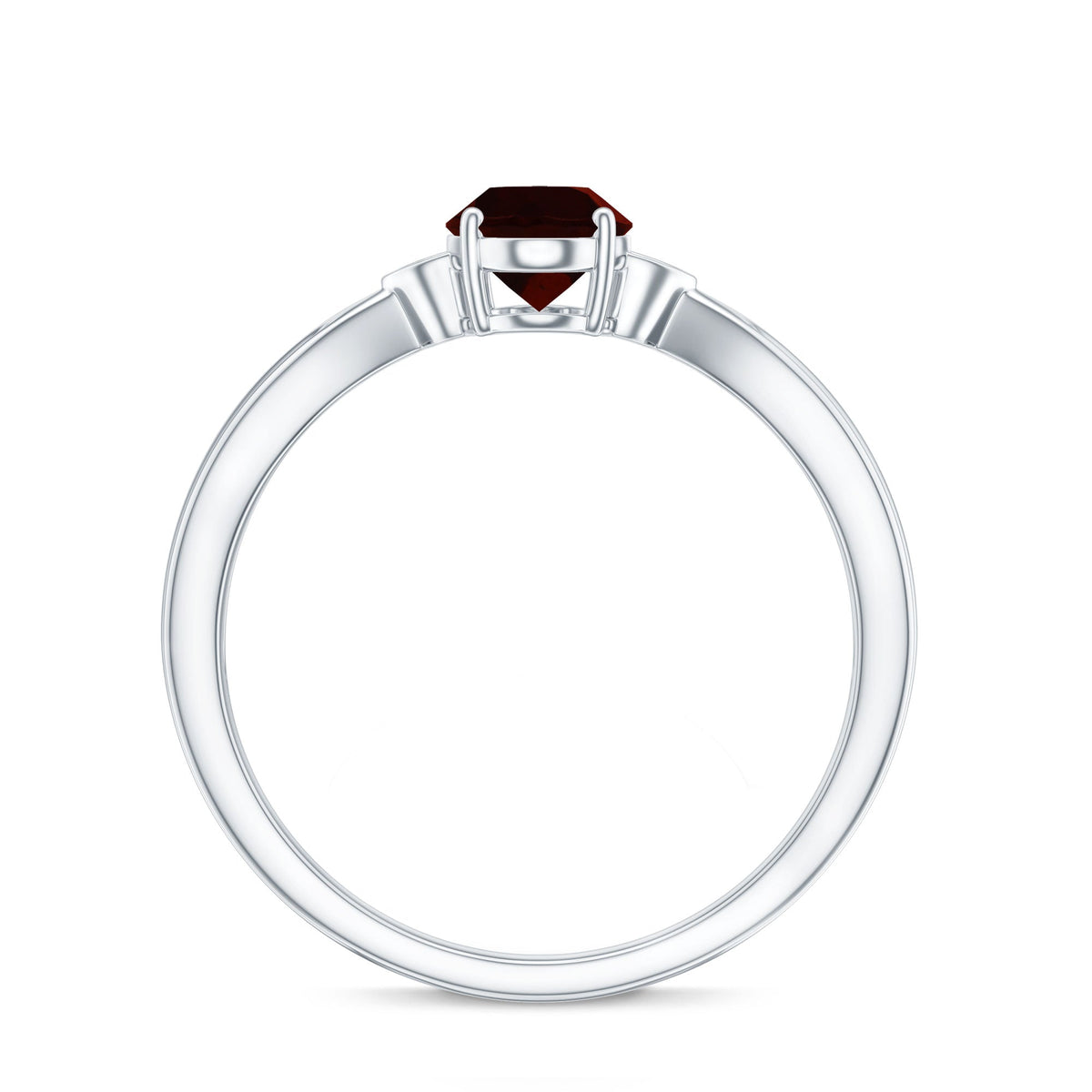 Certified Natural Garnet Diamond Oval Engagement Ring with Pinched Shank