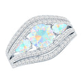 Real Ethiopian Opal 3 Stone Engagement Ring with Moissanite