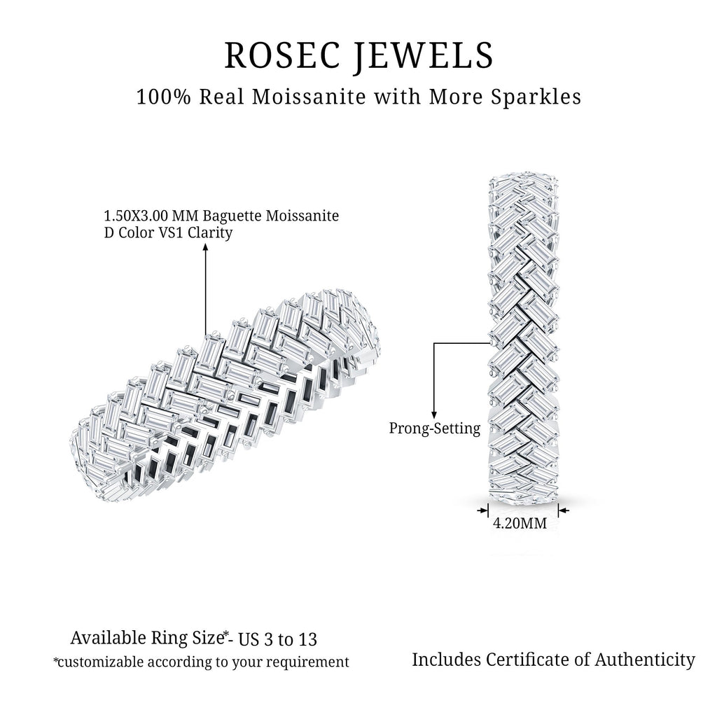 Baguette Cut Moissanite Eternity Band Ring