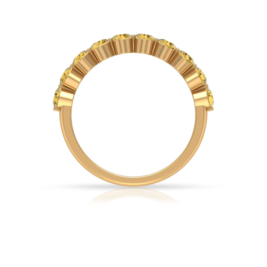 Simple Round Citrine Half Eternity Band Ring