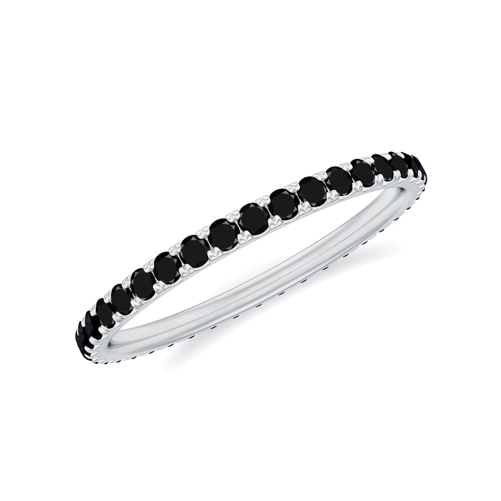 Certified Real Black Spinel Eternity Stackable Ring