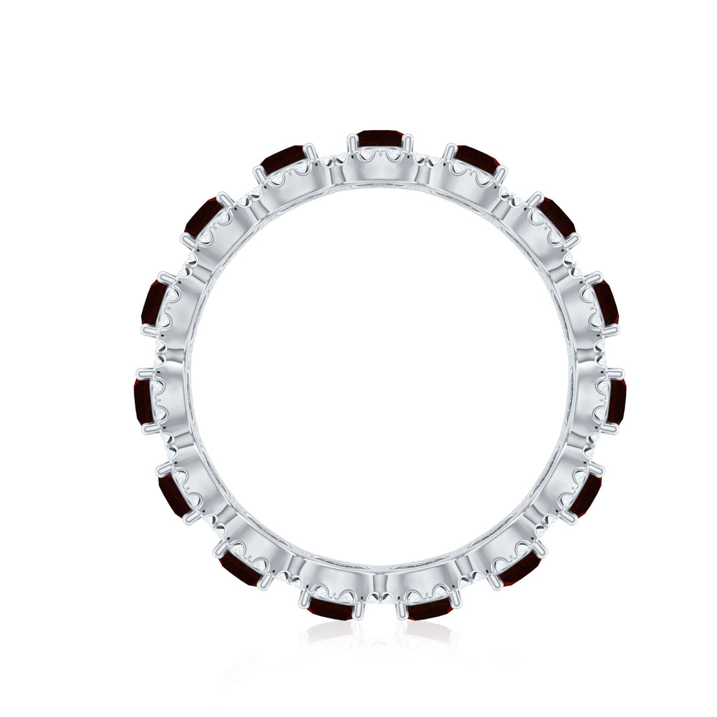 Genuine Garnet Eternity Wedding Band with Moissanite