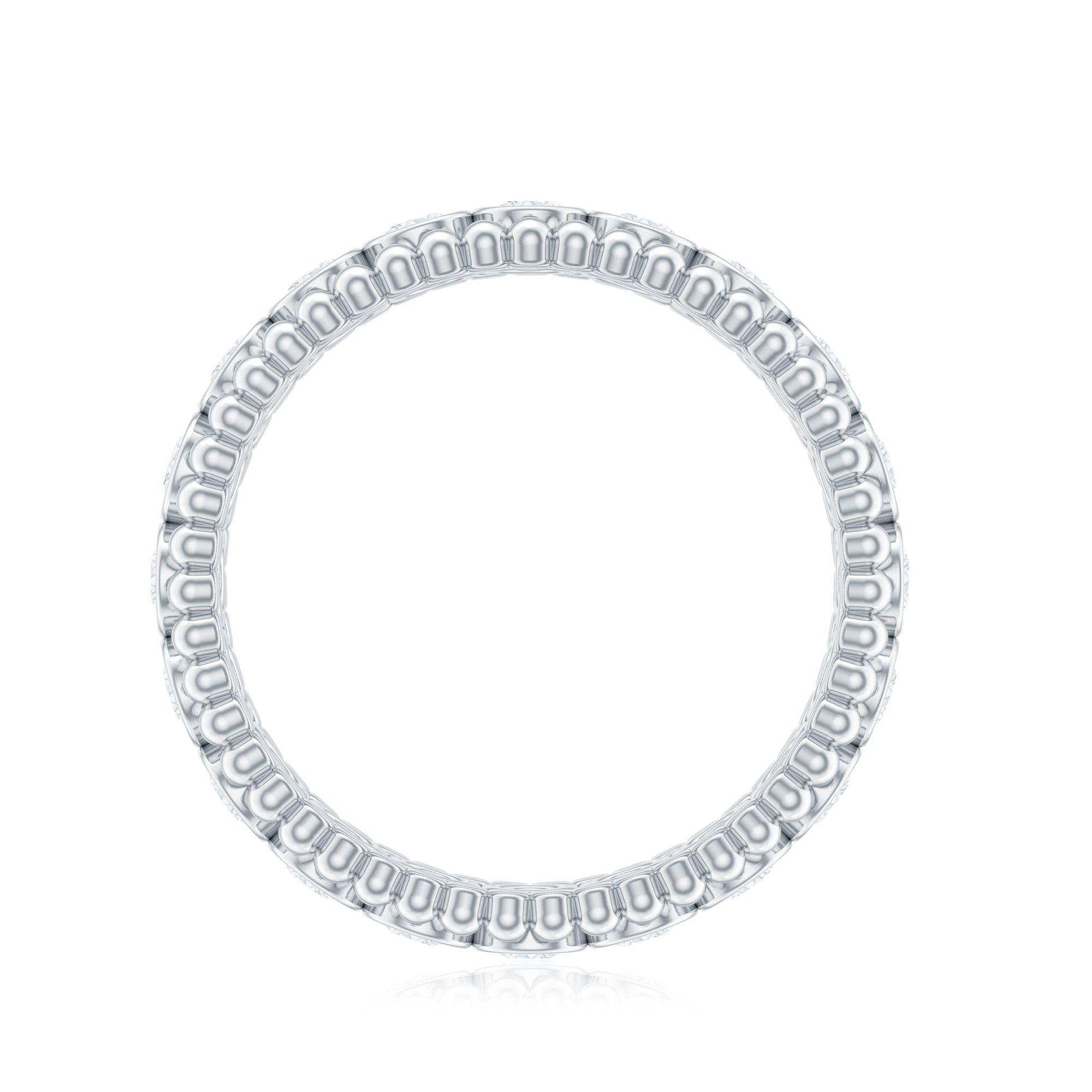 Bezel Set Moissanite Full Eternity Wedding Band with Beaded Detail