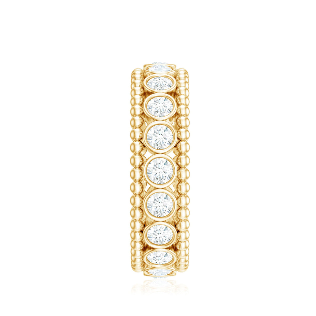 Bezel Set Moissanite Full Eternity Wedding Band with Beaded Detail