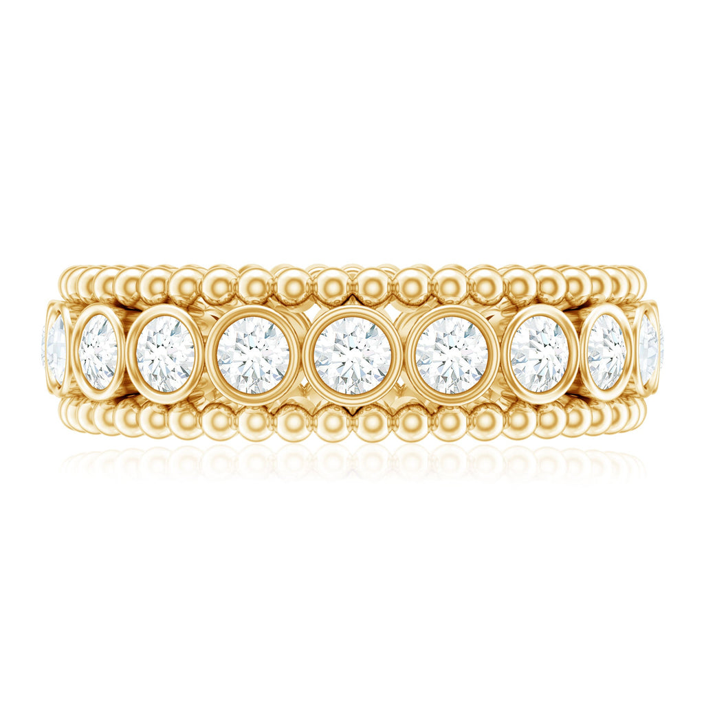 Bezel Set Moissanite Full Eternity Wedding Band with Beaded Detail