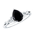 Solitaire Pear Cut Black Onyx Engagement Ring with Celtic Band