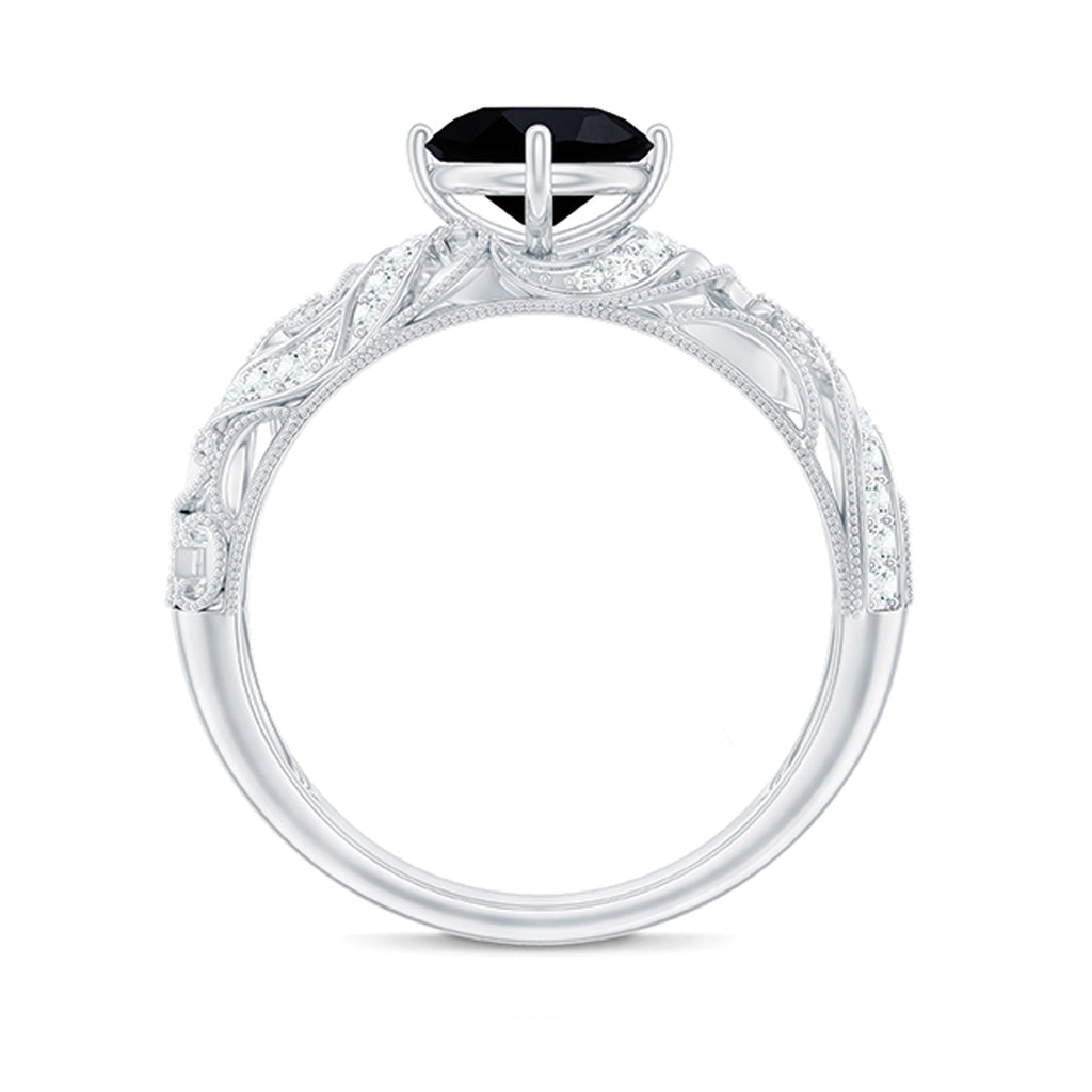 Vintage Inspired Onyx and Diamond Engagement Ring