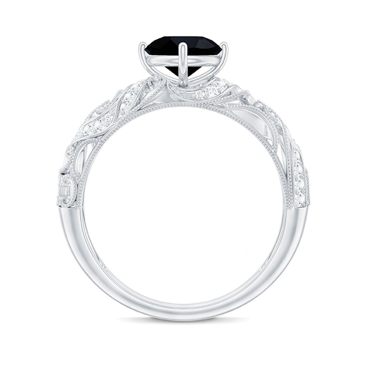 Vintage Inspired Onyx and Diamond Engagement Ring