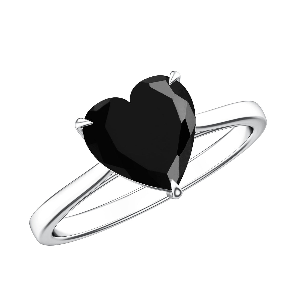 Solitaire Black Onyx Heart Promise Ring for Women