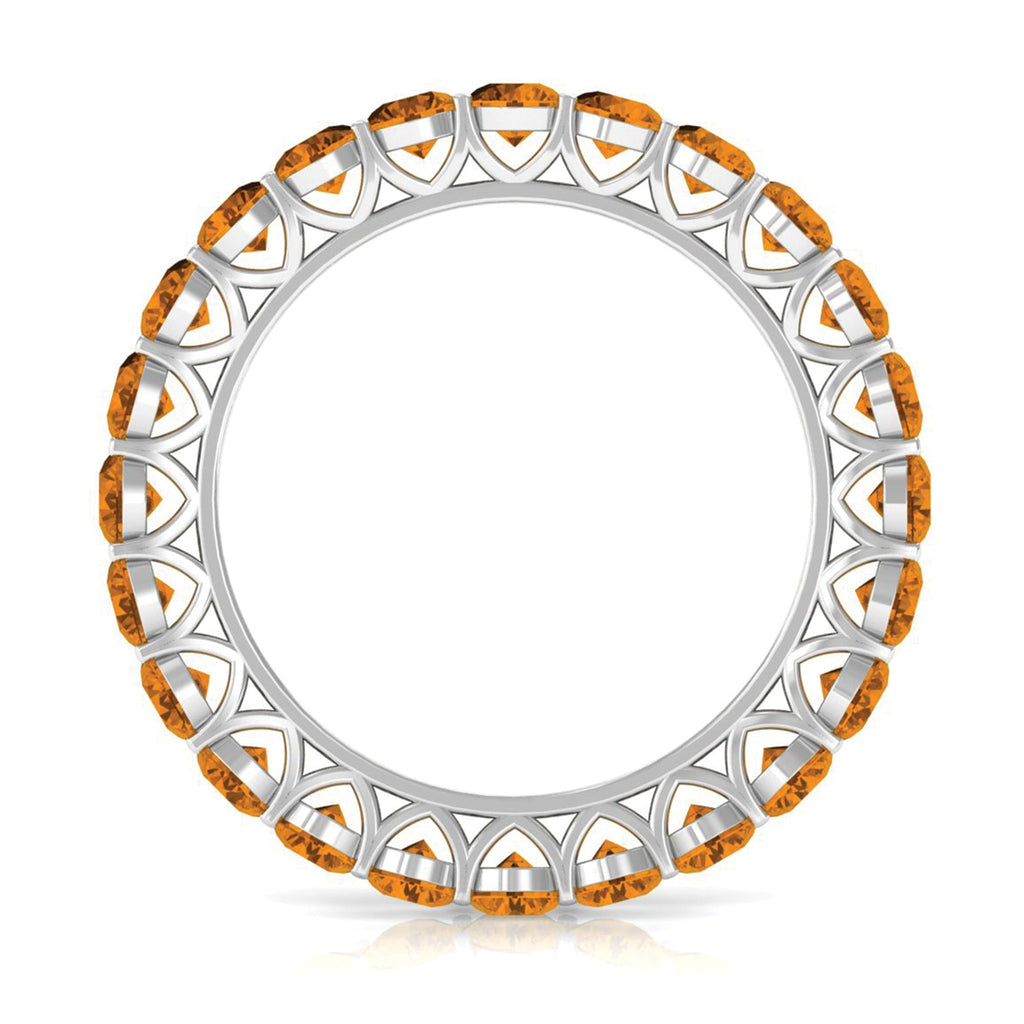 Round Citrine Simple Full Eternity Band Ring