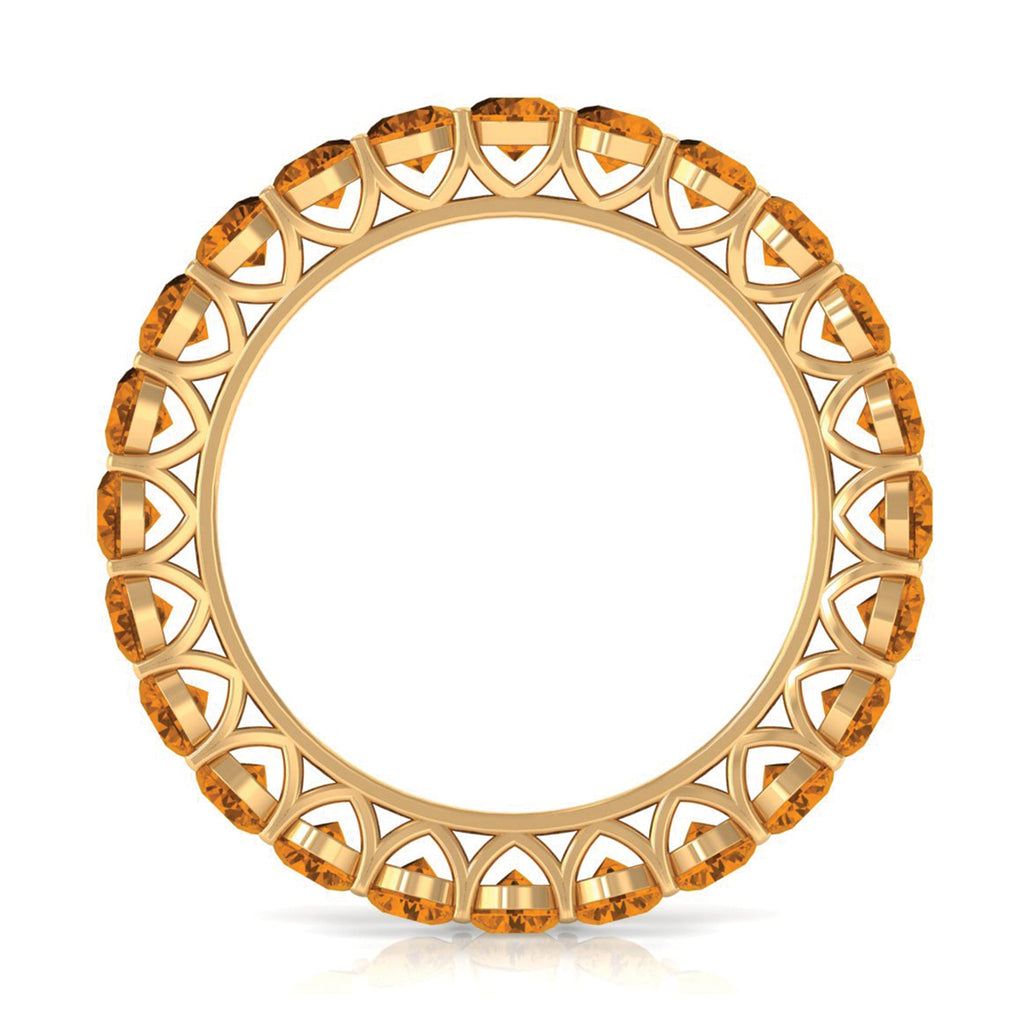 Round Citrine Simple Full Eternity Band Ring