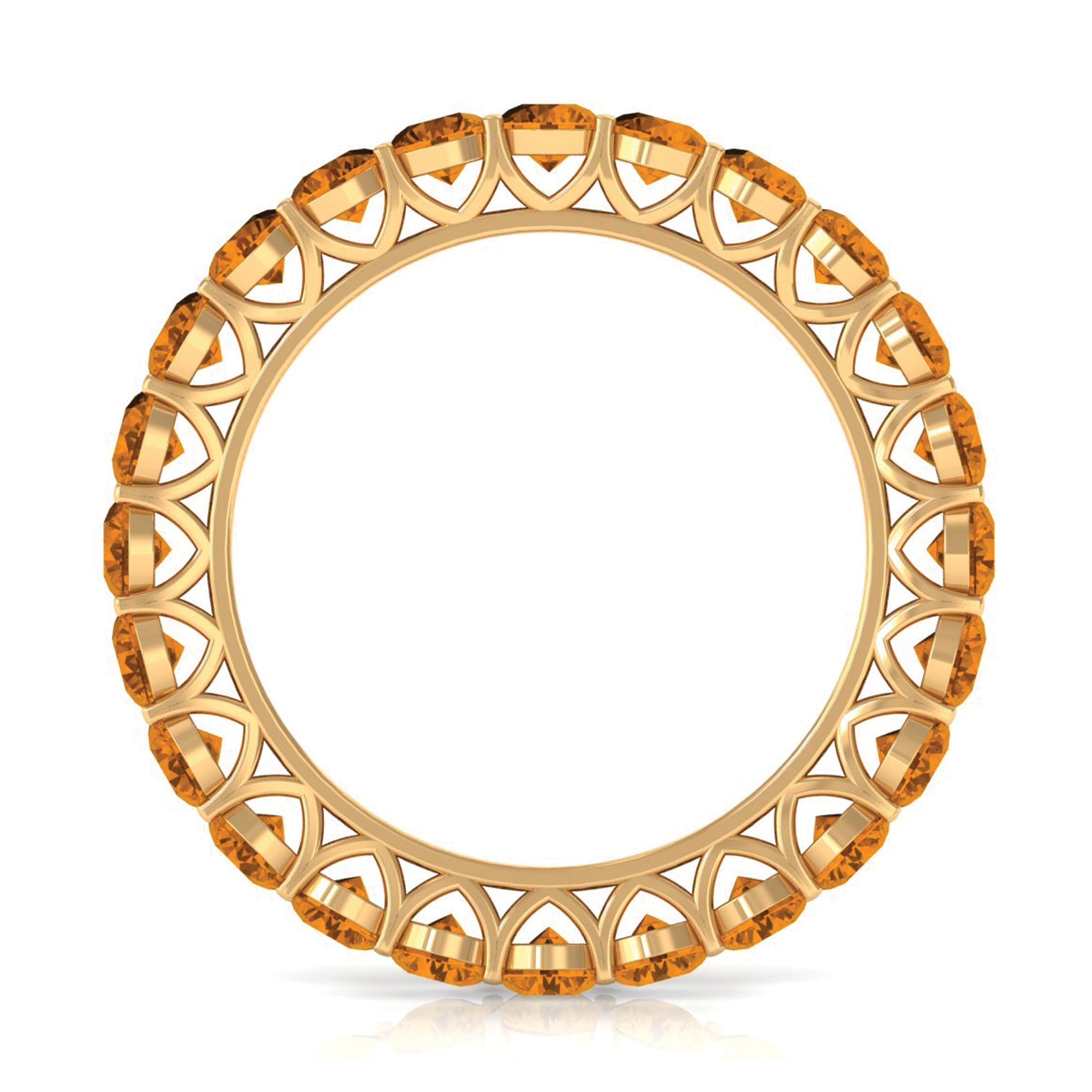 Round Citrine Simple Full Eternity Band Ring