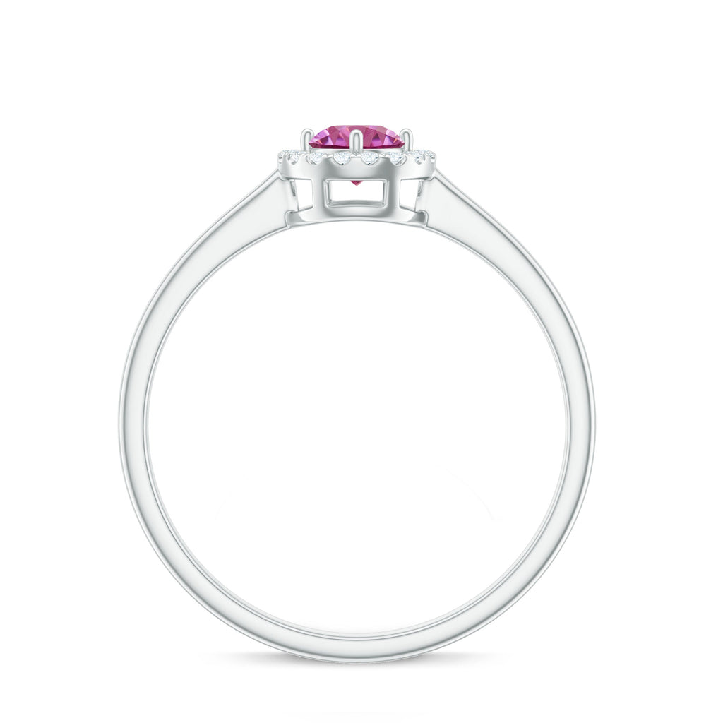 Pink Tourmaline Promise Ring with Diamond Halo