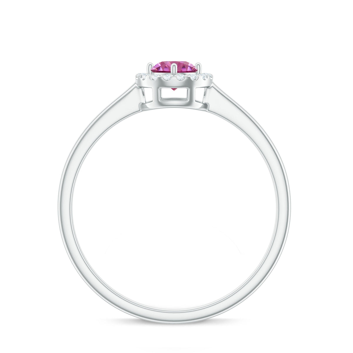 Pink Tourmaline Promise Ring with Diamond Halo