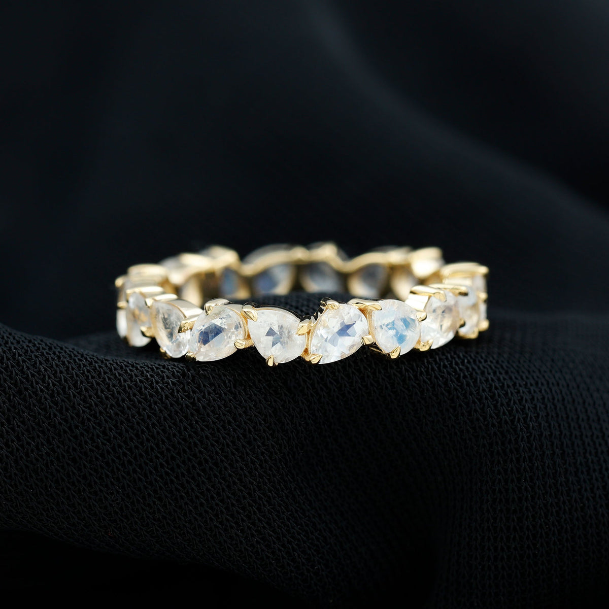 Pear Cut Moonstone Eternity Band Ring