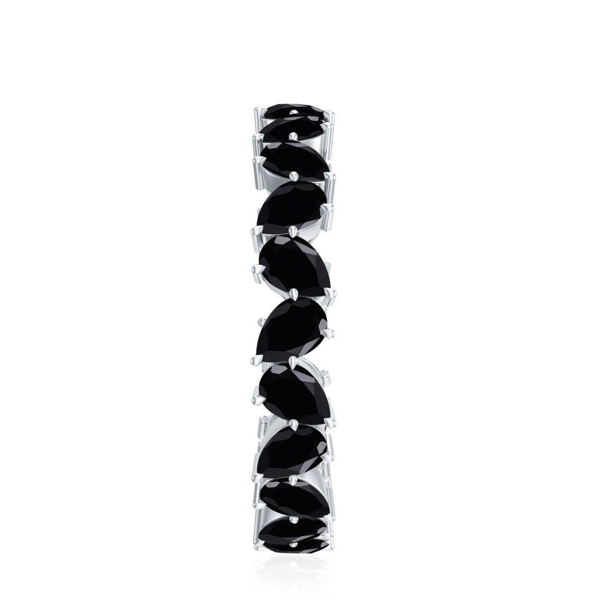 Genuine Pear Shaped Black Onyx Stackable Wedding Band