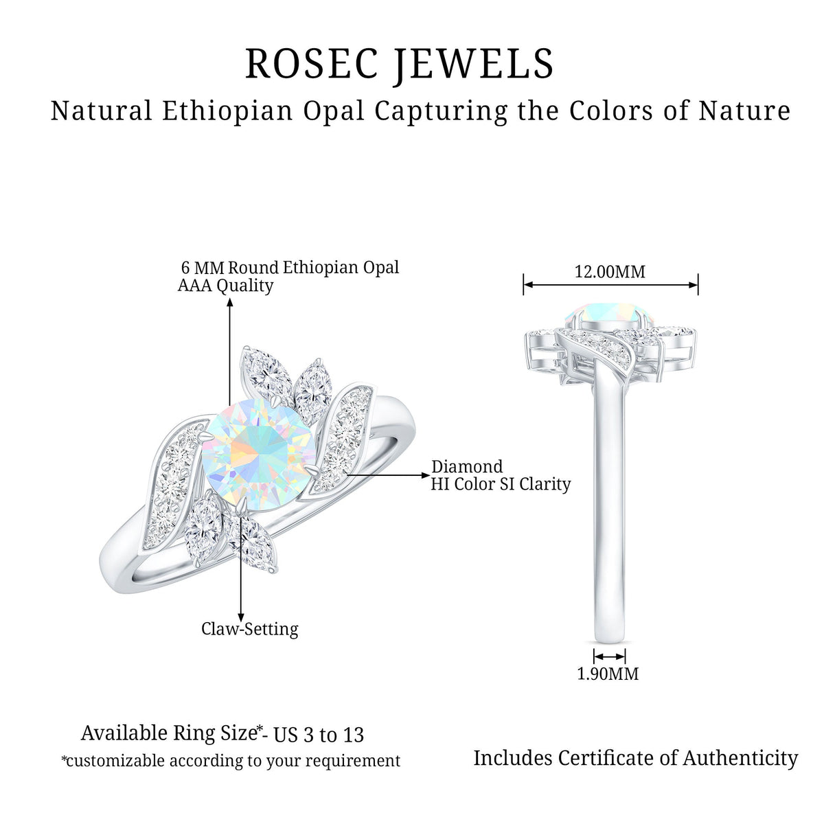 Nature Inspired Ethiopian Opal and Diamond Engagement Ring
