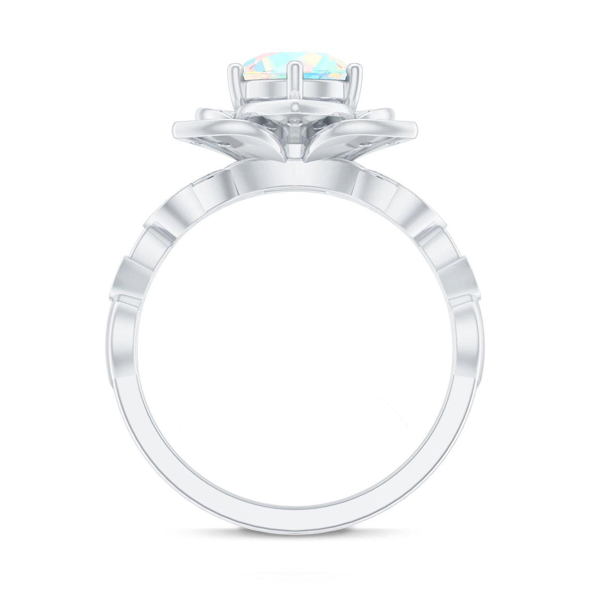 2 Carat Natural Ethiopian Opal Flower Engagement Ring with Diamond
