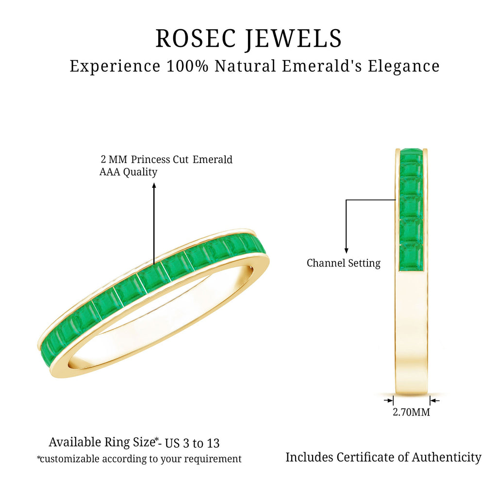 Real Emerald Princess Cut Half Eternity Ring