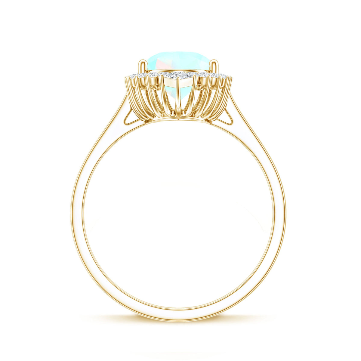 Certified Real 2 Carat Ethiopian Rainbow Opal Teardrop Engagement Ring with Diamond Halo