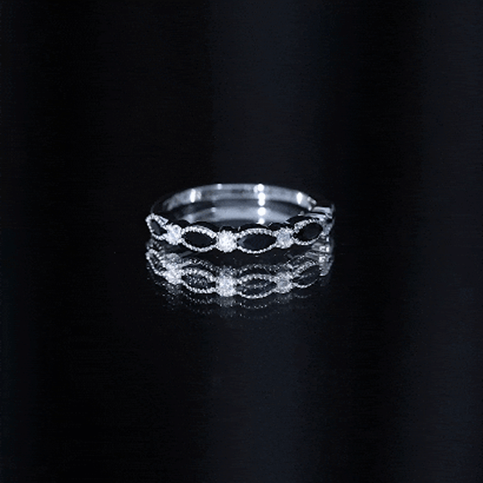 Certified Black Onyx Half Eternity Ring with Moissanite