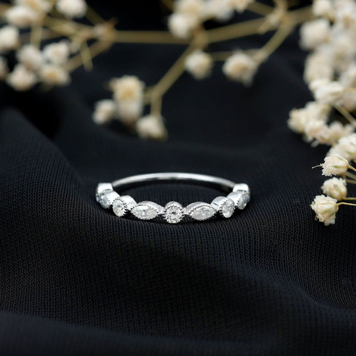 Certified Bezel Set Moissanite Eternity Band Ring