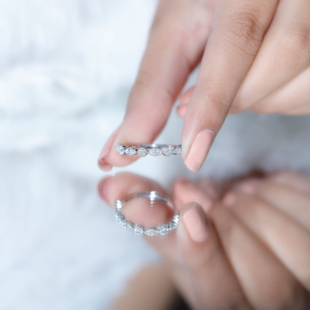 Certified Bezel Set Moissanite Eternity Band Ring