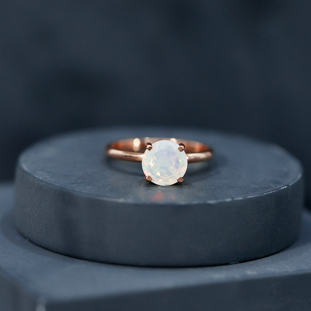 Classic 2 Carat Solitaire Ethiopian Rainbow Opal Engagement Ring