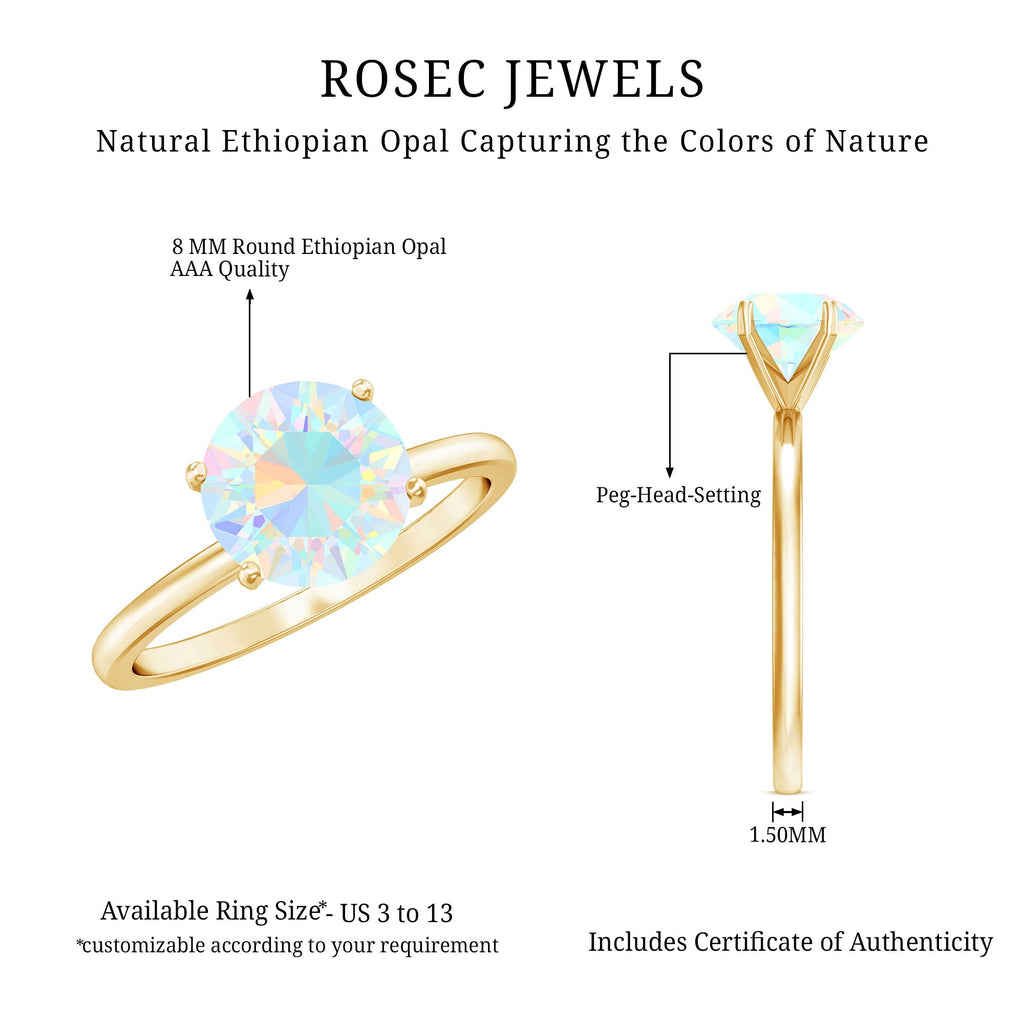 Classic 2 Carat Solitaire Ethiopian Rainbow Opal Engagement Ring
