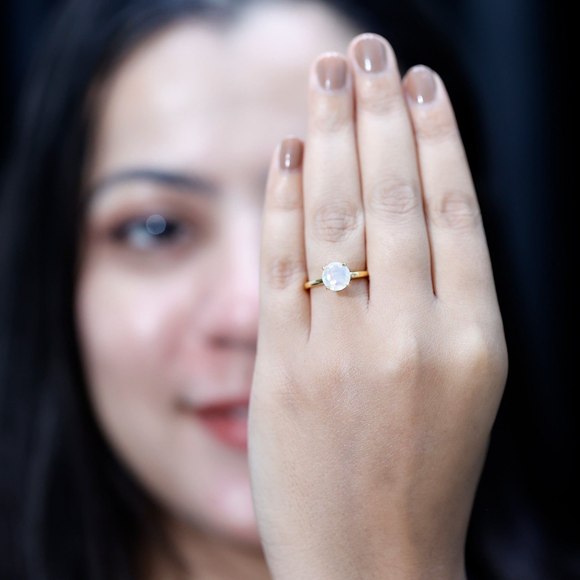 Classic 2 Carat Solitaire Ethiopian Rainbow Opal Engagement Ring