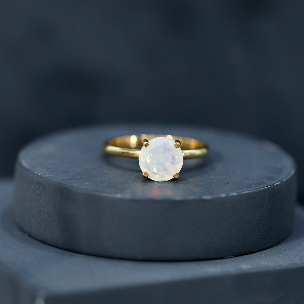 Classic 2 Carat Solitaire Ethiopian Rainbow Opal Engagement Ring