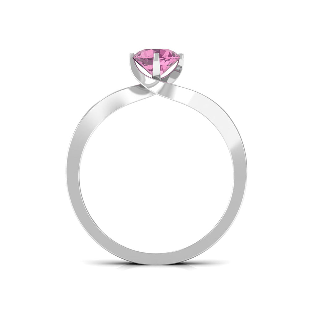 Pink Tourmaline Solitaire Bypass Ring with Diamond